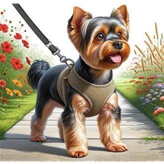 Yorkshire Terrier with Harness