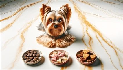 Yorkshire Terrier with Treats and Snacks