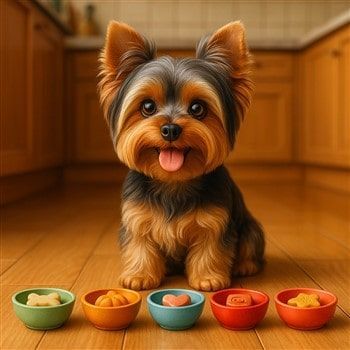 Yorkshire Terrier with Various Sensitive Stomach Treats