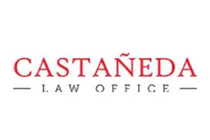 A red and white logo for castañeda law office
