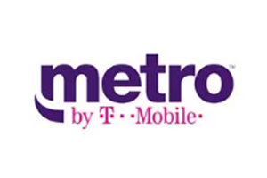 A metro by t mobile logo on a white background
