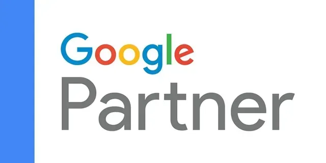 A google partner logo with a blue border on a white background.