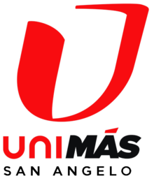 A red and black logo for unimas san angelo