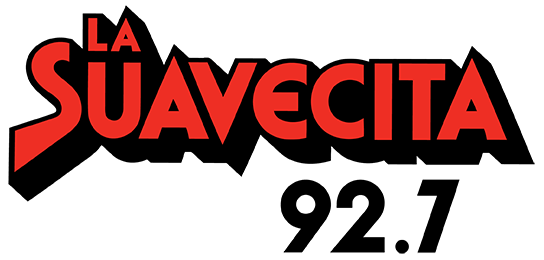 A red and black logo for la suavecita 92.7