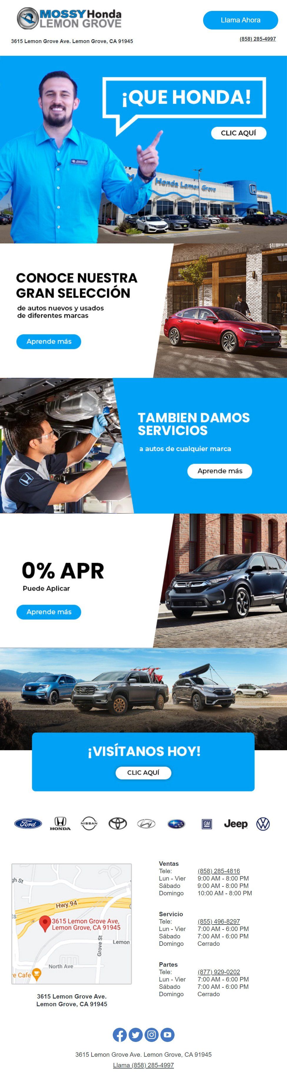 A landing page for a car dealership with a man standing next to a car.