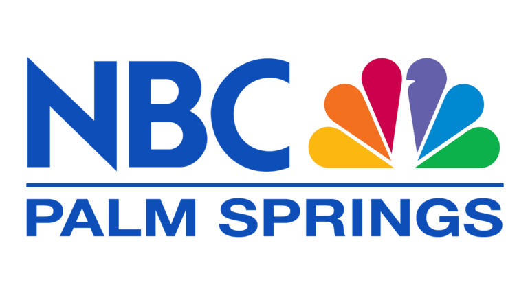 A logo for nbc palm springs is shown on a white background.