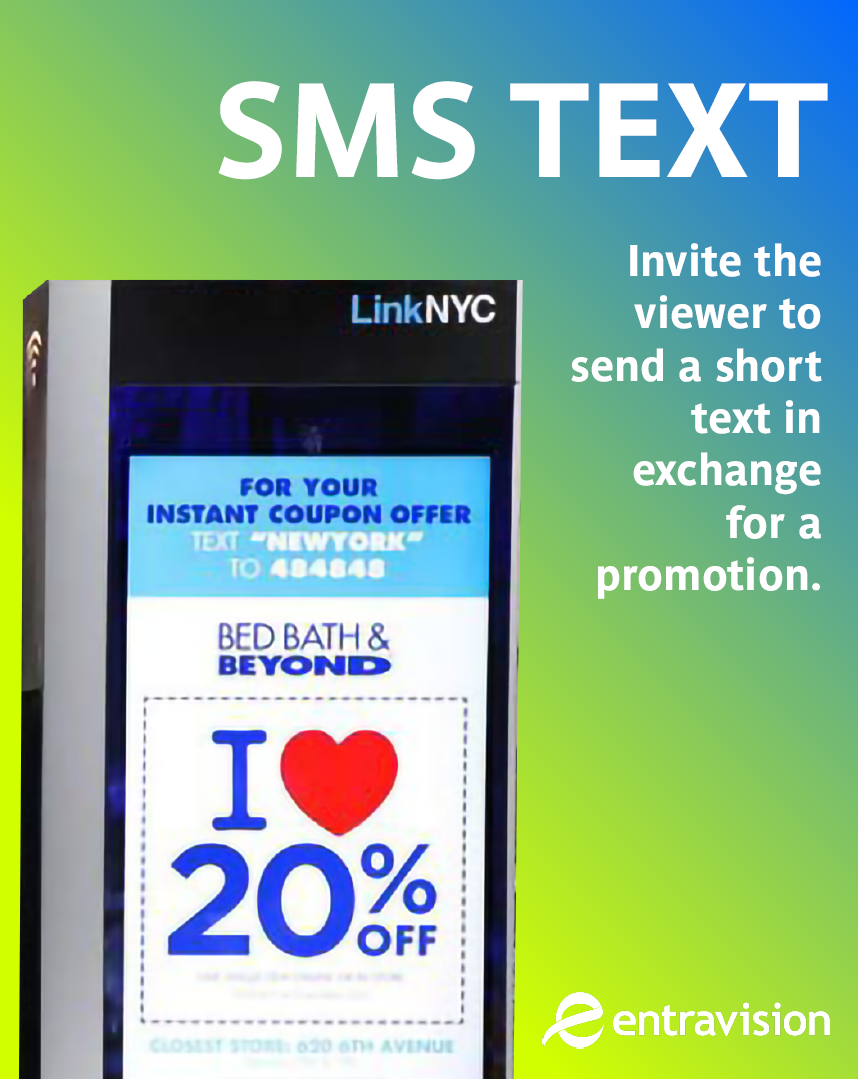 Example of using a SMS text on a digital out of home ad