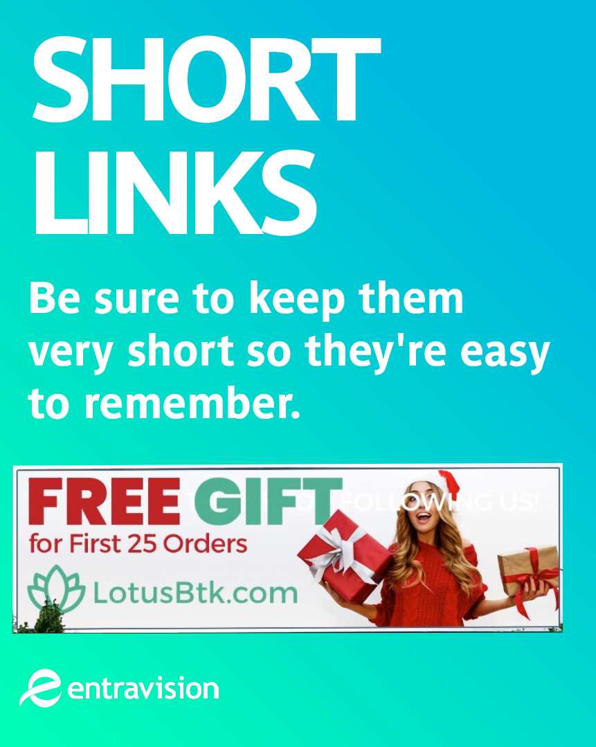 Short links example in digital out of home advertising
