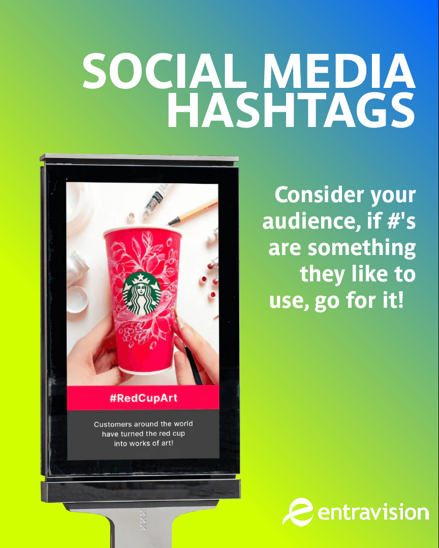 Tip of social media hashtag usage in digital out of home advertising