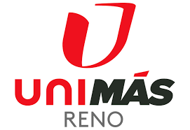 A red and black logo for unimas reno