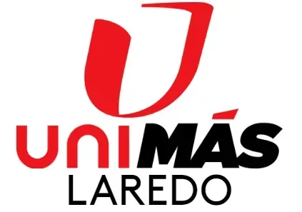 A red and black logo for unimas laredo