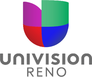 A logo for univision reno with a purple , green , and blue u