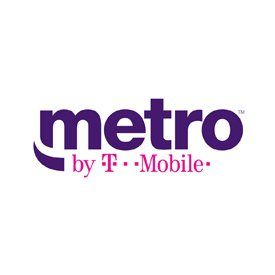 A metro by t mobile logo on a white background