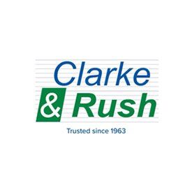 The clarke & rush logo is blue and green and has been trusted since 1963.
