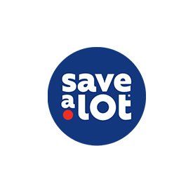 A blue circle with the words save a lot on it