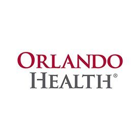 The orlando health logo is red and white on a white background.