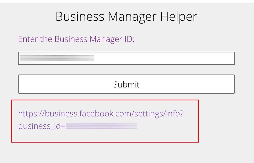 A screenshot of the business manager helper website.