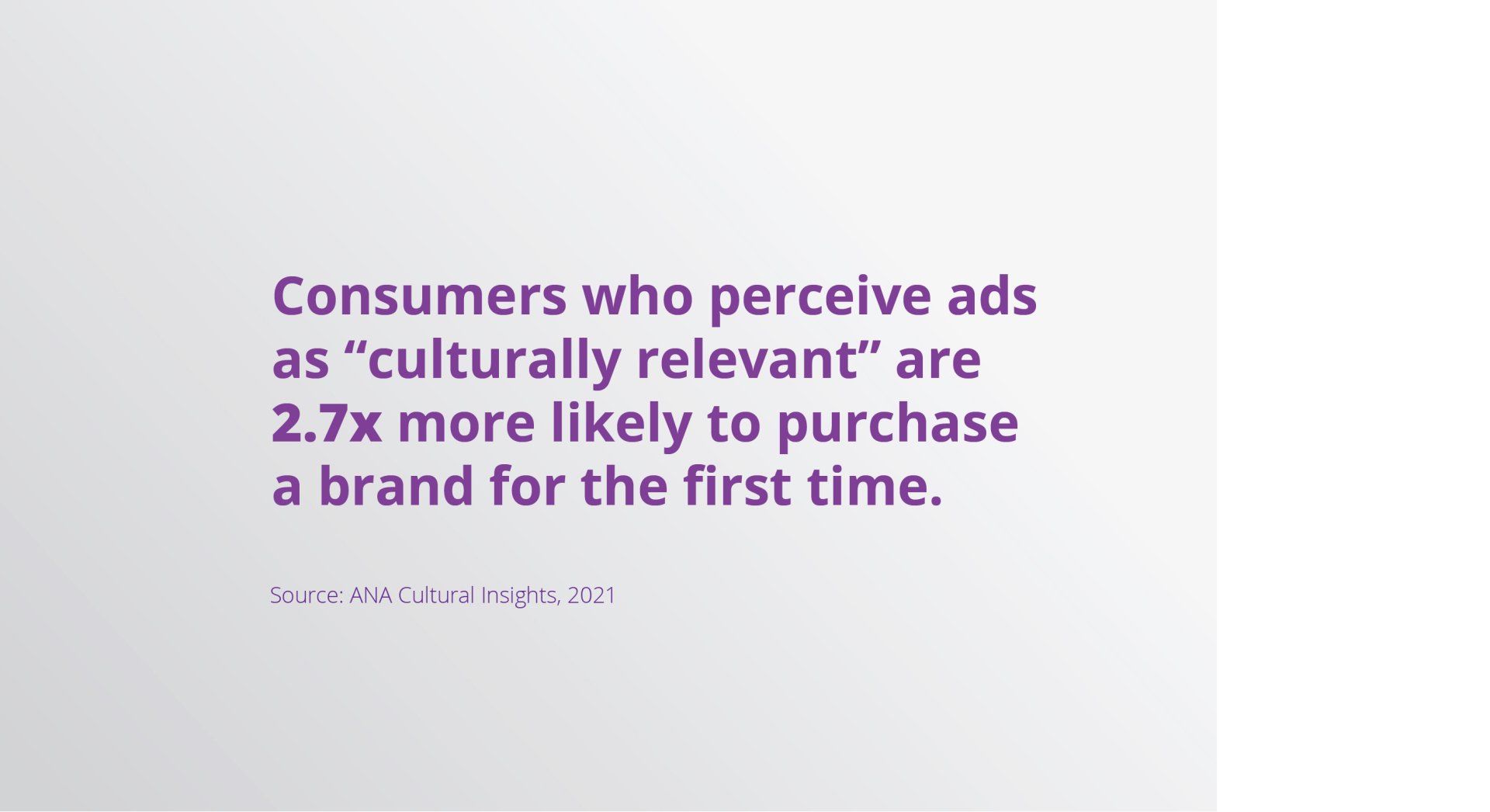An infographic shows that culturally relevant ads are 2.7x more likely to inspire first time purchases among consumers. For this reason, Hispanic marketing is key!