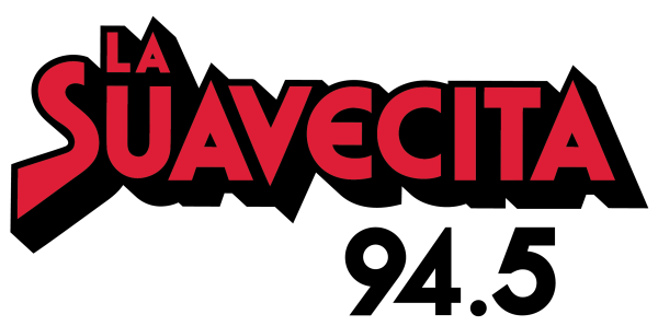 A red and black logo for la suavecita 94.5