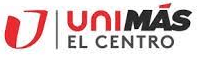 A red and black logo for unimas el centro on a white background.