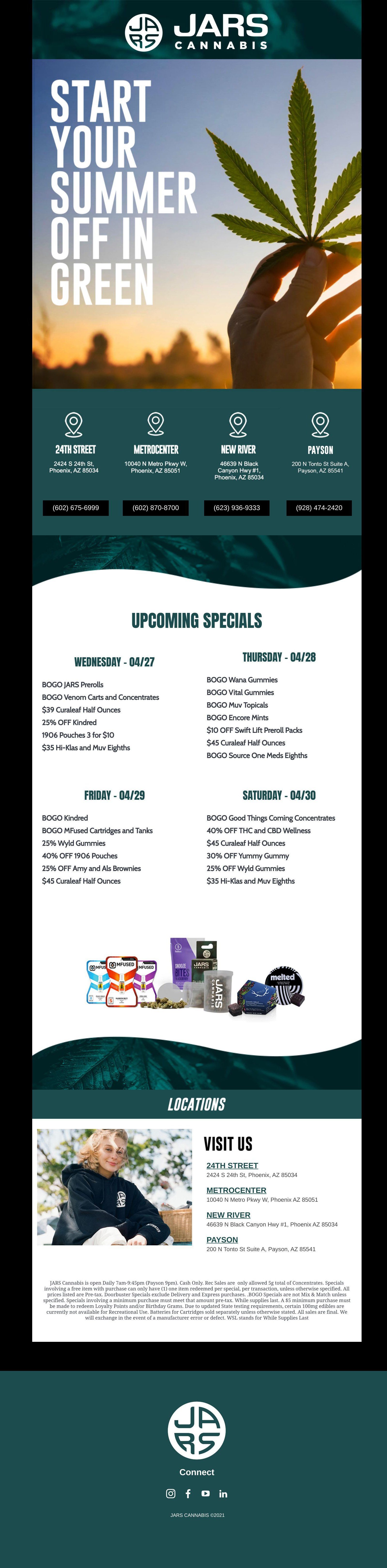 A screenshot of a website that says `` start your summer off in green ''.