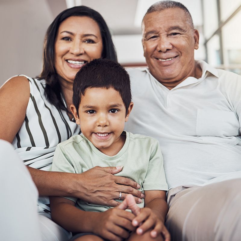 family child and grandparents or foster parents