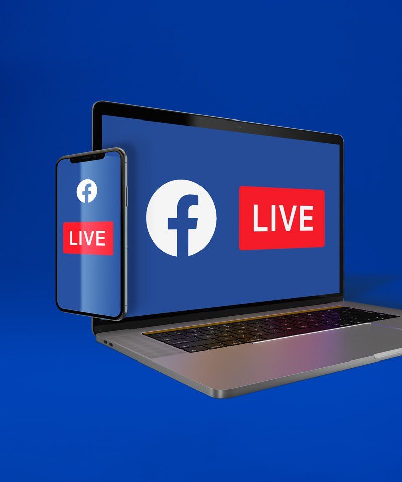 Facebook Live icon in a laptop