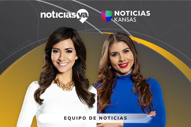 Two women are standing next to each other in front of a sign that says equipo de noticias