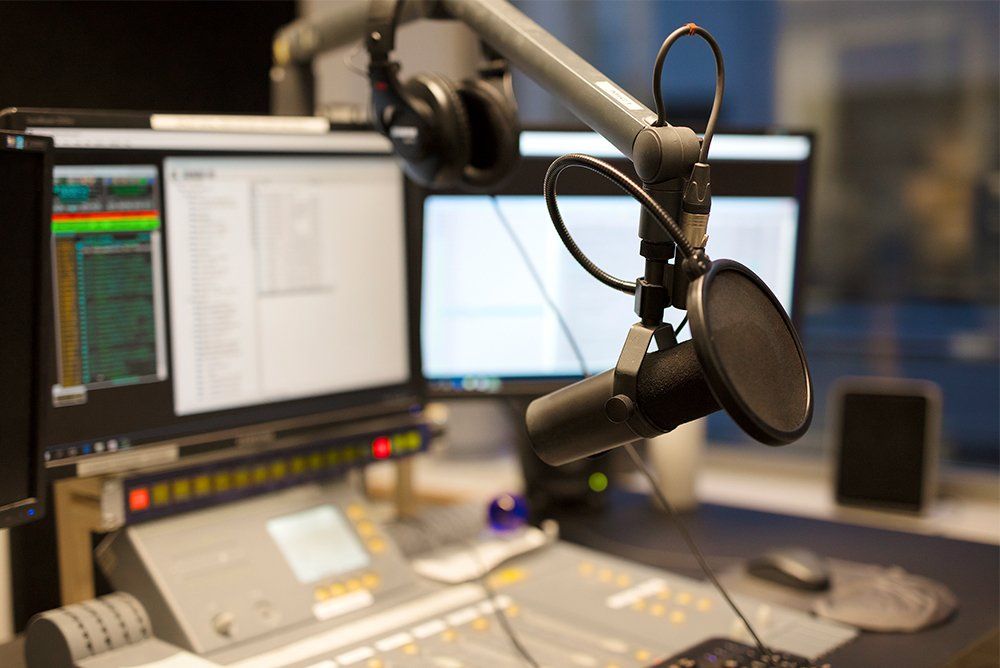 Microphone in a radio station