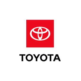 The toyota logo is in a red square on a white background.