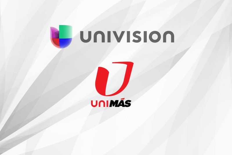 The logos for univision and unimás are on a white background.