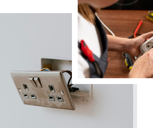 A man is fixing a faucet in a bathroom sink.