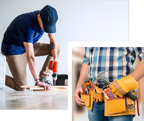 A man is fixing a sink in a kitchen.