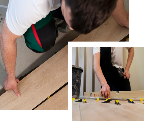 A man is fixing a sink in a kitchen.
