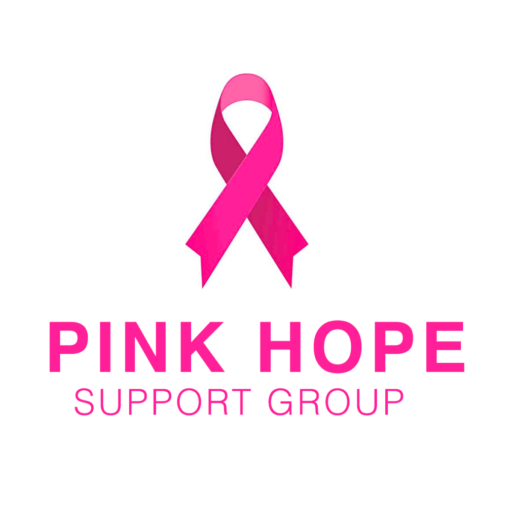 The pink hope support group logo has a pink ribbon on it.