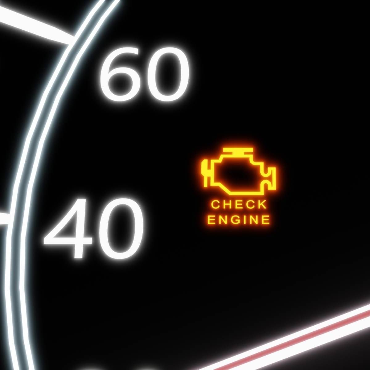 Dashboard with illuminated orange 