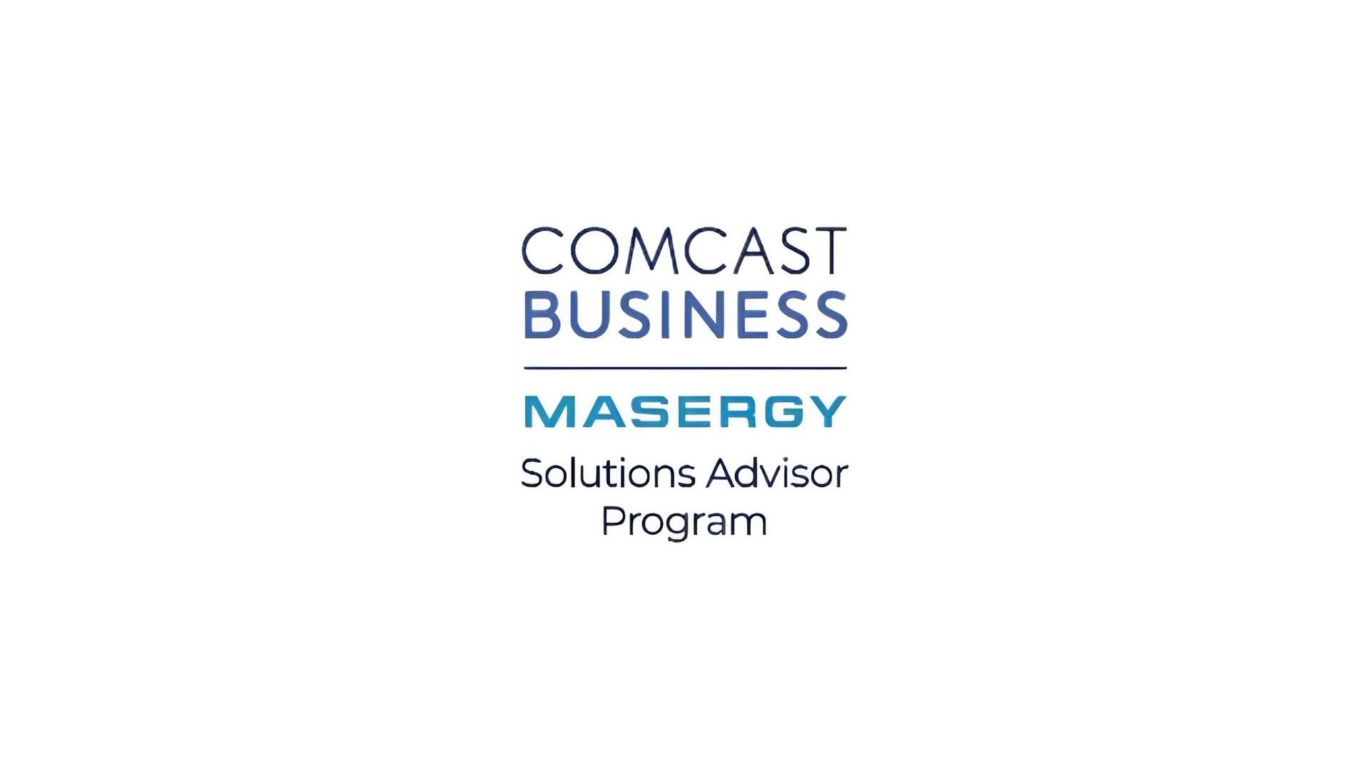 The logo for comcast business masergy solutions advisor program