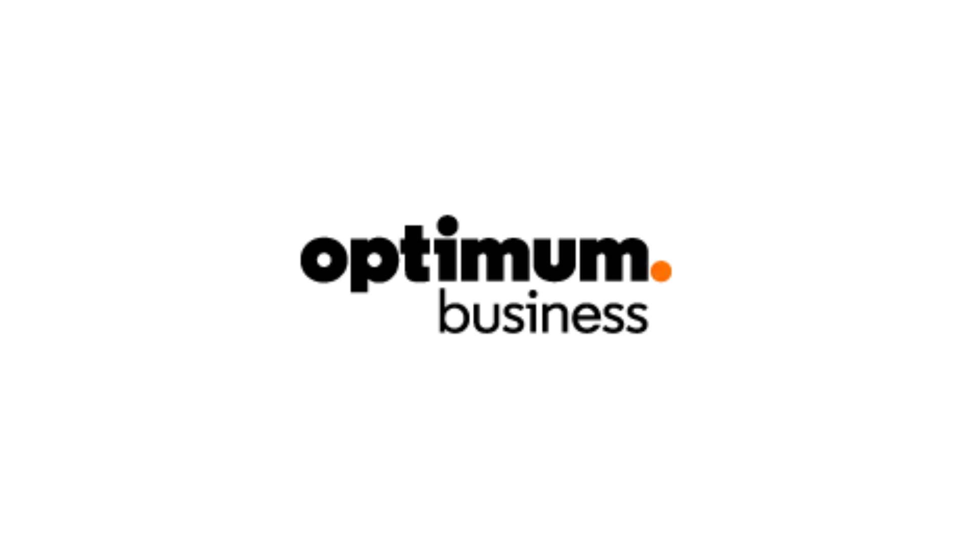 The optimum business logo is black and orange on a white background.