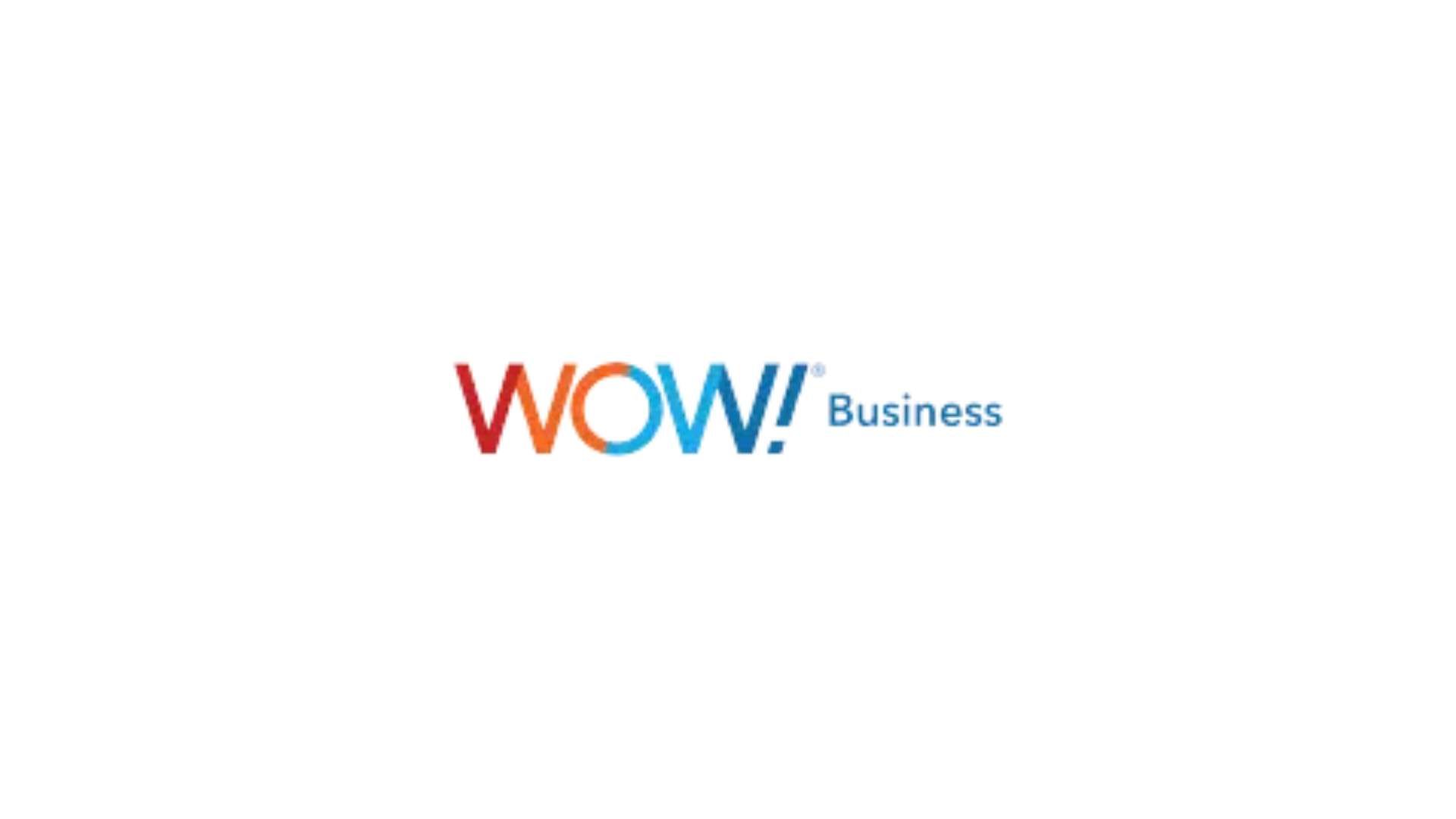 The wow business logo is blue and red on a white background.