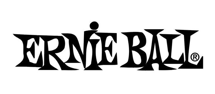 Ernie Ball logo in black text on white background. The text has a stylized, vintage font.