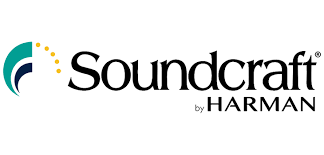 Soundcraft logo. Black text with a teal and yellow graphic.