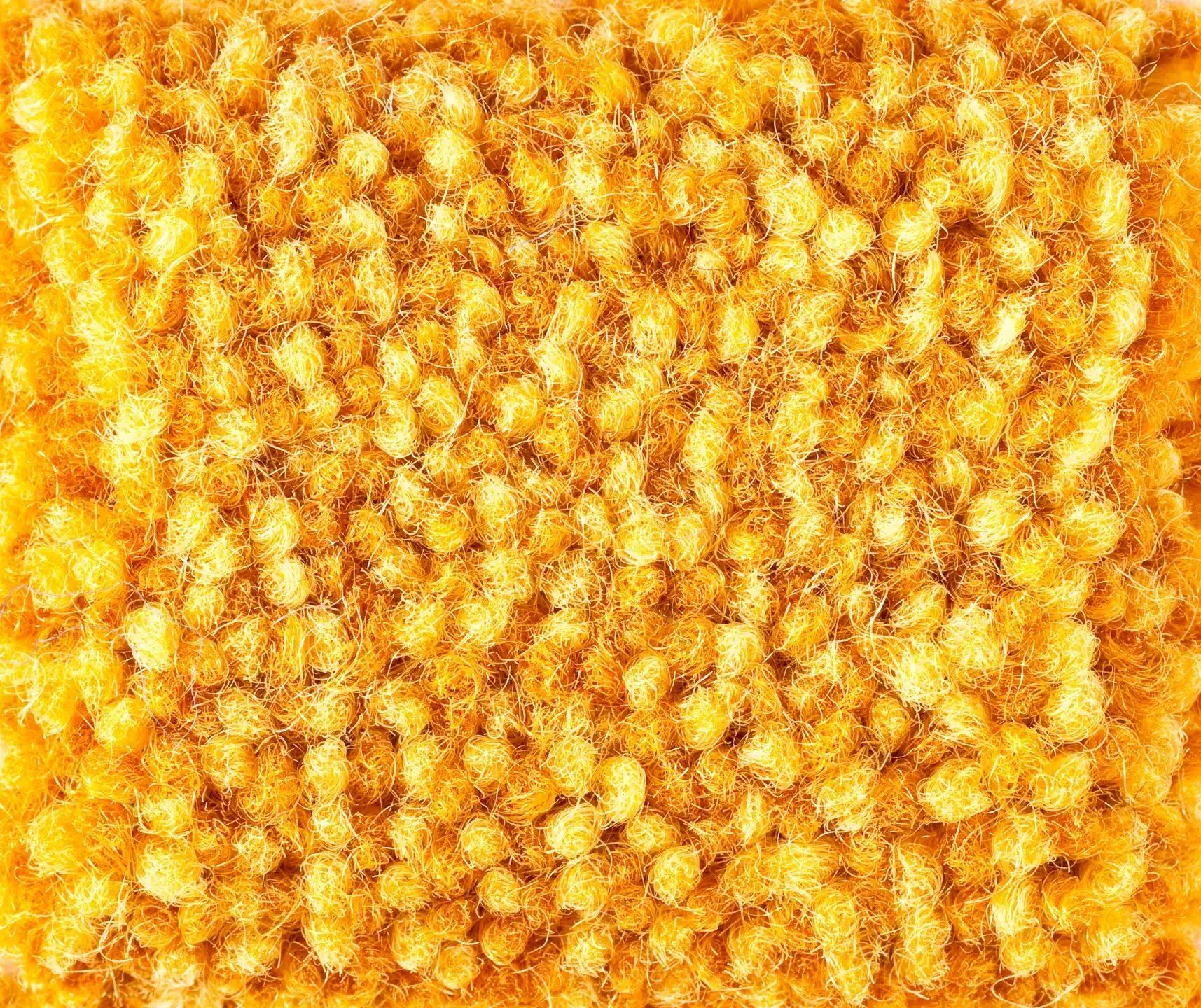 a close up of a yellow knitted fabric
