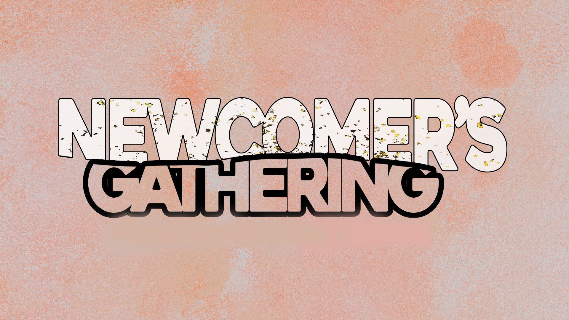 A logo for newcomer 's gathering on a pink background
