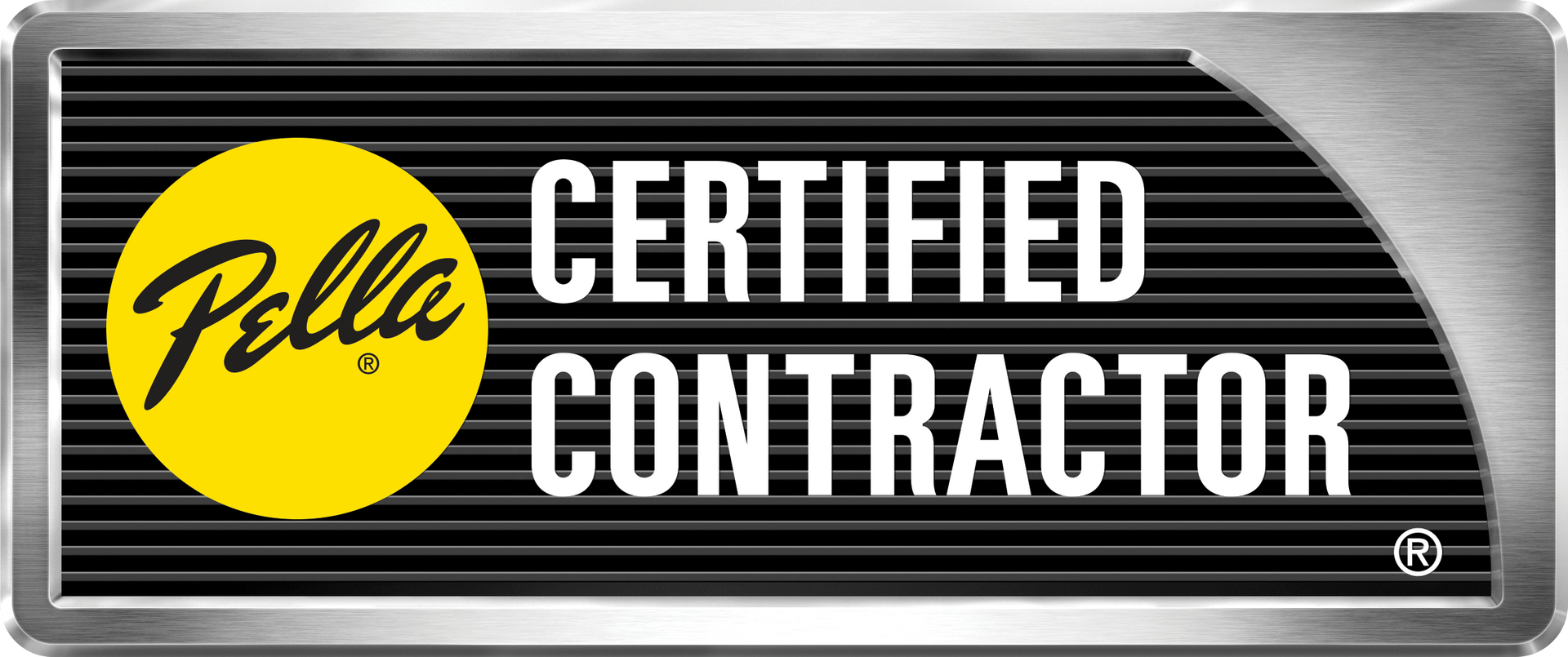 A pella certified contractor logo on a white background. A pella certified contractor logo on a white background.