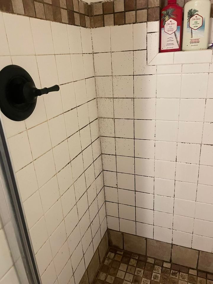 Before Cleaning The Bathroom Tile Wall — Owensboro, KY — Nella's Cleaning Company