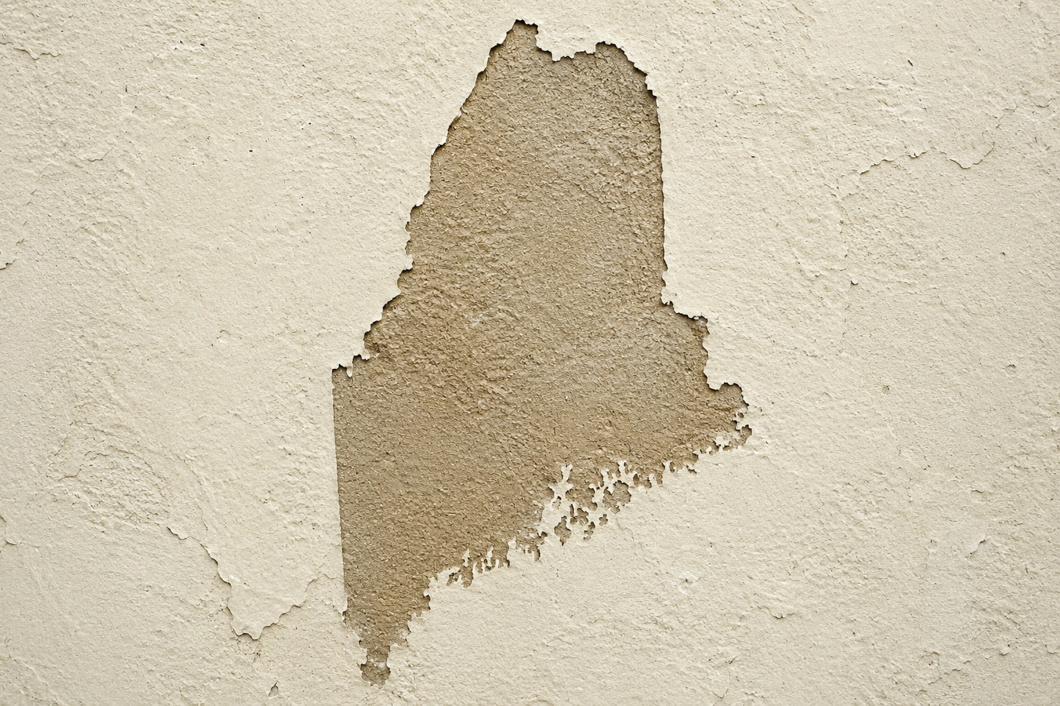 Peeling plaster in the shape of Maine