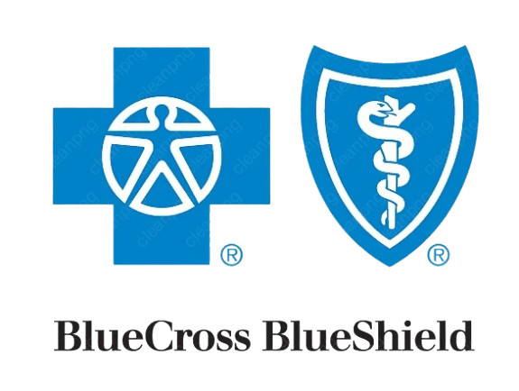 A blue cross and blue shield logo on a white background
