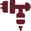 A maroon logo with a triangle in the middle on a white background.