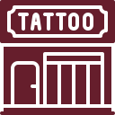 A picture of a tattoo shop with a sign that says `` tattoo ''.