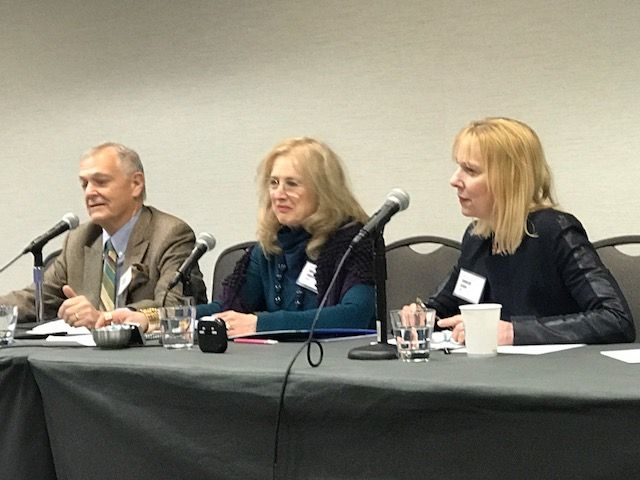 Caroline Sehon is a panel member during a forum which helped reduce division where colleagues engage across differences with respect and depth